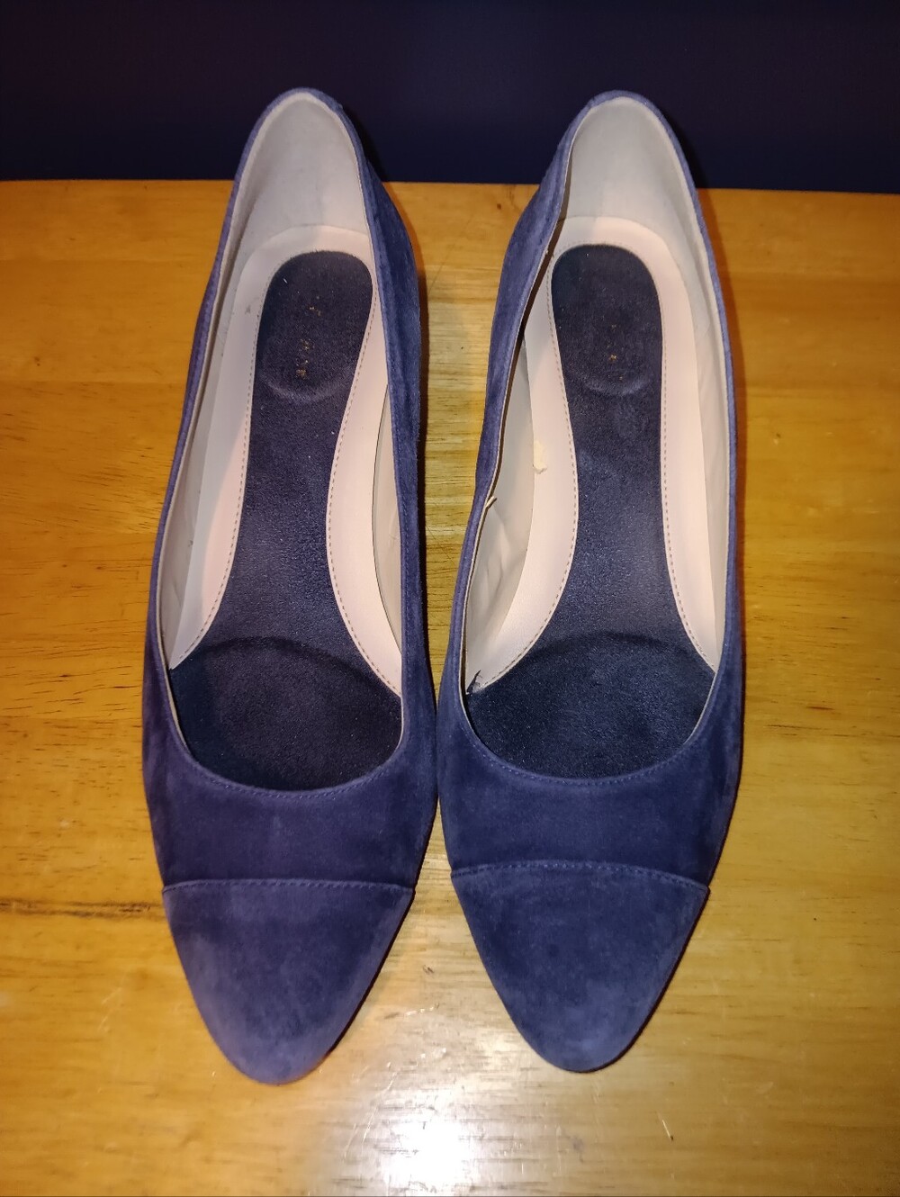 Cole Haan Navy Suede Pointed-Toe Flats Size 7